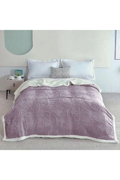 OEM Patura Imblanita, Embosat 3D Fluturi, 200x230cm, Lila