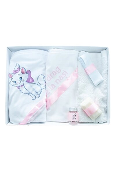 OEM Trusou Botez Fete, 6 piese, 'Cu drag de la Nasi', Marie, Alb-Roz