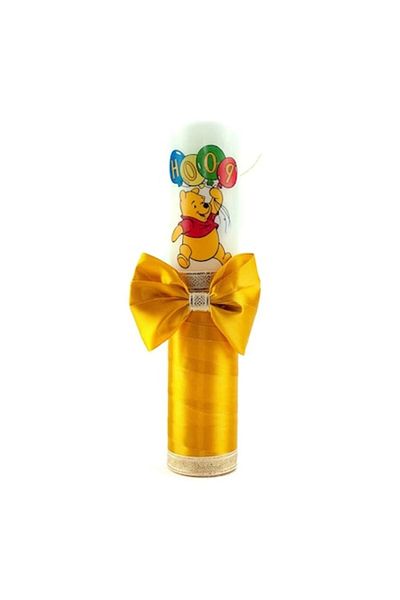 OEM Christening Candle, Winnie the Pooh, Yellow Ribbon, 30x6.5 cm