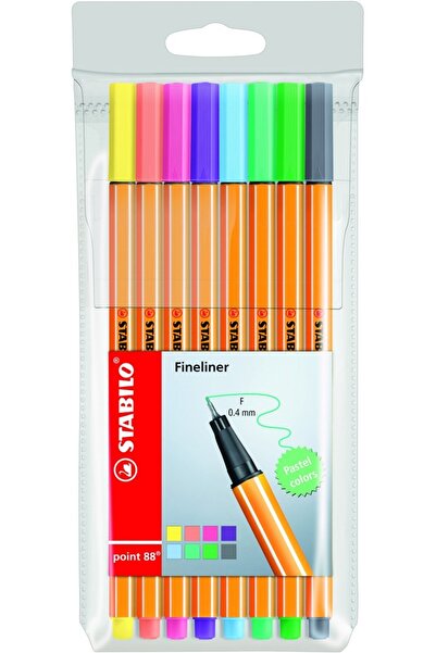 Stabilo point 88 fineliner 0.4 mm 8'li pastel kalem seti