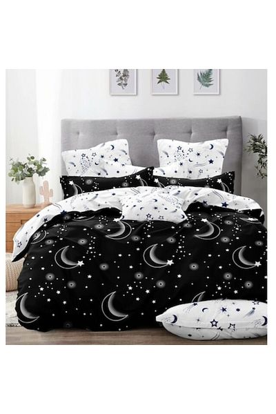 OEM Double Bed Linen, 6 Pieces, Moon and Stars Print, Multicolor