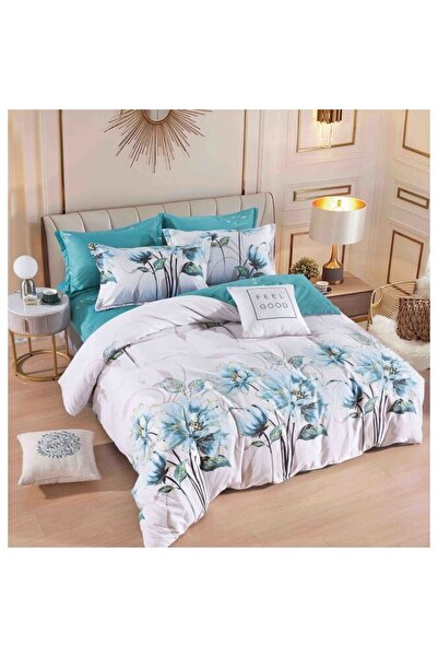 JOJO HOME Lenjerie de pat dublu cu elastic, Jojo Home, 6 piese, 2 persoane, 180x200cm, Finet Superior, imprime