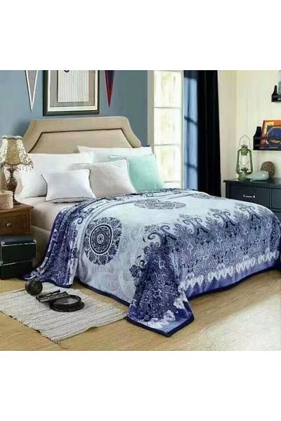 OEM Double Bed Blanket, Cocolino, Abstract M1 Print, 2 Persons, 220x230cm, Blue