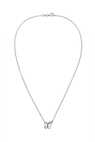 Nenalina Necklace Necklace Women Butterfly Pendant Glass Crystals White 925 Sterling Silver 40 cm