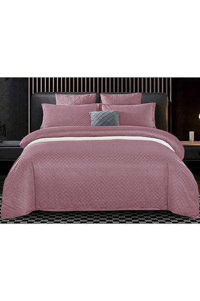 Pucioasa Double bedding set, Velvet Picket Grofat Lux, Pucioasa, 6 pieces, Uni, 245x250cm, Purple