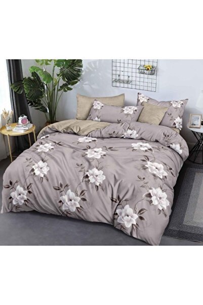 OEM Double bed linen set, 6 pieces, 2 persons, 180x200cm, Finet, roses, lilac-beige