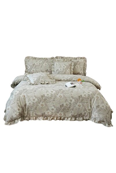 OEM Set de lenjerie de pat de lux, imprimeu floral, bumbac, model cu volane, ...