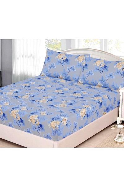 OEM Single Bed Sheet with Elastic, 2 Pieces, Floral Bouquet Print, Multicolor, 140x200 cm