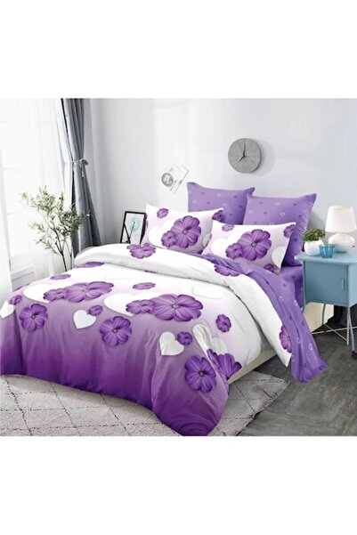 OEM Lenjerie de pat dublă, 6 piese, pentru 2 persoane, 230x250 cm, floral și ...