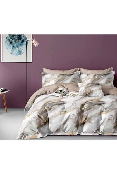 OEM Double bed linen set, 6 pieces, 2 persons, 180x200 cm, marble print, multicolor