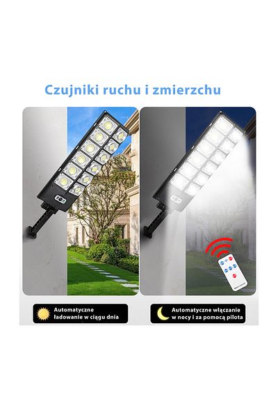 Bass Polska Lampa solarna uliczna halogen z czujnikiem ruchu i zmierzchu, 1000 W