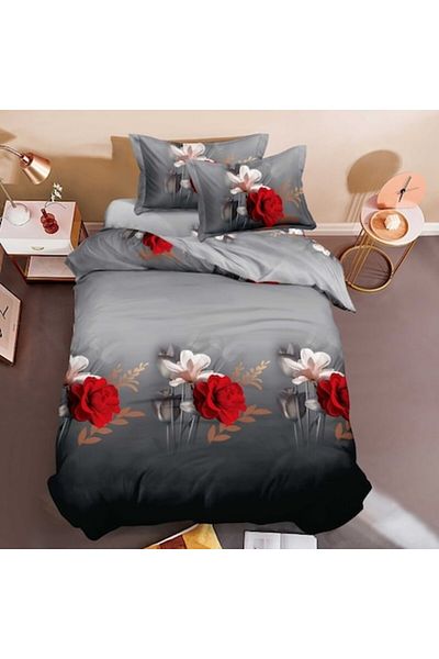 OEM Bed Linen, Finet, 3D Print Multiplicated, 4 Pieces, Single, 155x200cm, Mini Bouquet, Multicolor