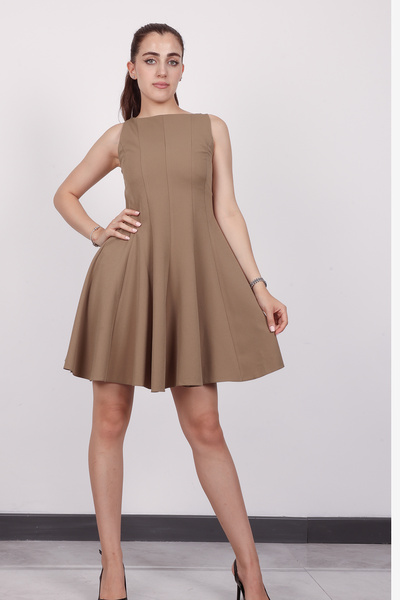 polle Rochie mini maro fără mâneci pentru femei