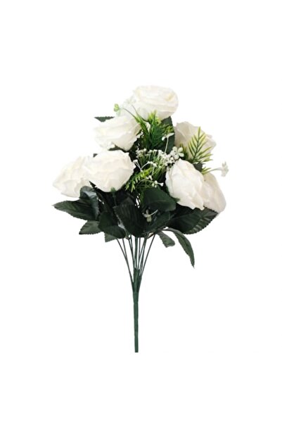 OEM Buchet de trandafiri artificiali, textil/pvc 50 cm alb