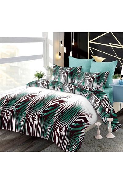 OEM Double bed linen, Primavara, 6 pieces, 2 persons, 235x250cm, Finet, Zebra Print, Multicolor