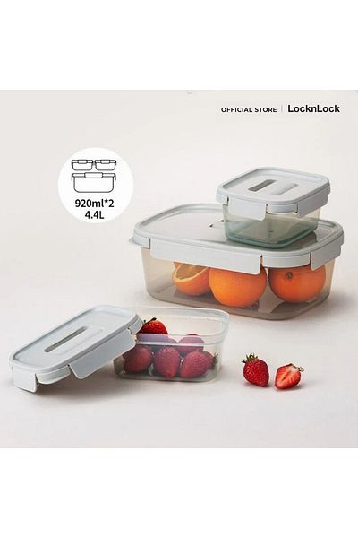 locknlock 3-Piece Solid Lunch Box with Clip-Lock Lid Set