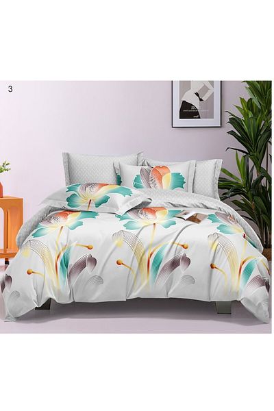 OEM Lenjerie de pat, dublu, 6 piese, 2 persoane, 245x250 cm, imprimeu colorat