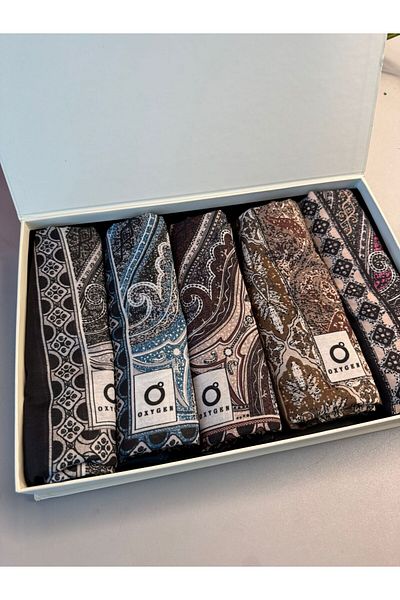 Oxygen Scarfs En 5-Piece Ethnic Patterned Cotton Silk Hijab Shawl – Advantageous Set