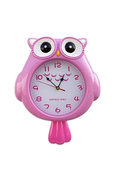 OEM Wall Clock, Plastic, Owl Shape, 30cm, Pink