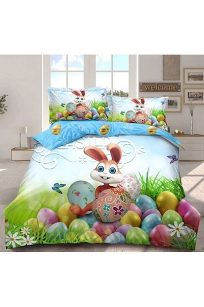 OEM Bed Linen, Finet, 4 Pieces, 2 People, 230x250cm, Happy Easter M17, Multicolor