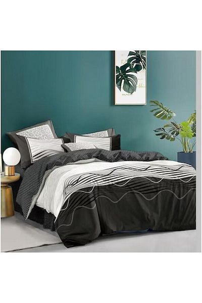 OEM Double Bedding Set, 2 Persons, 4 Pieces, 240x250 cm, Striped Pattern, Multicolor