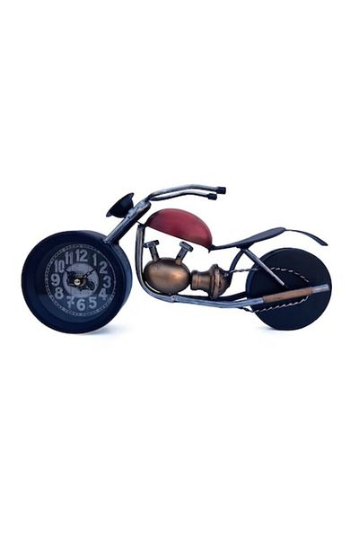 OEM Ceas de masă metalic în formă de motocicletă, roșu, 36 x 15 cm