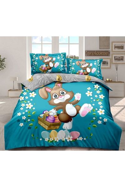 OEM Happy Easter Print Bed Set, Finet, 4 Pieces, Multicolor, 230x250cm