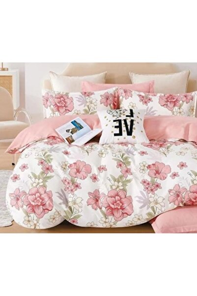 OEM Set pat dublu, cearșaf reversibil, 6 piese, 230x245cm, Finet, imprimeu fl...