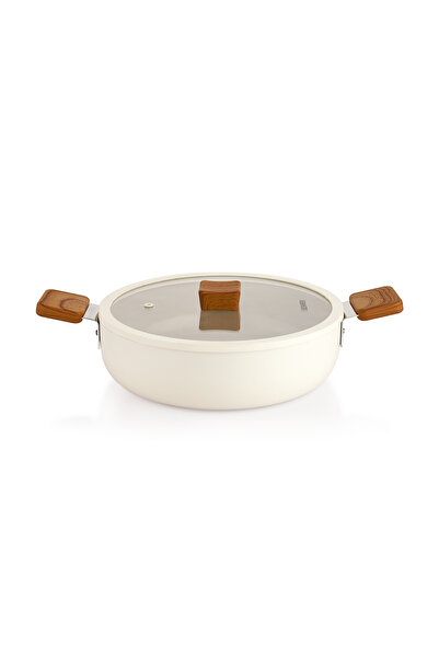 Schafer Ceramoni Seramik Basık Tencere 26 Cm-Krem