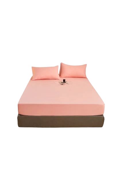 OEM Husa de pat, Uni, 3 piese, 2 persoane, Microfibra, 160x200cm, Corai