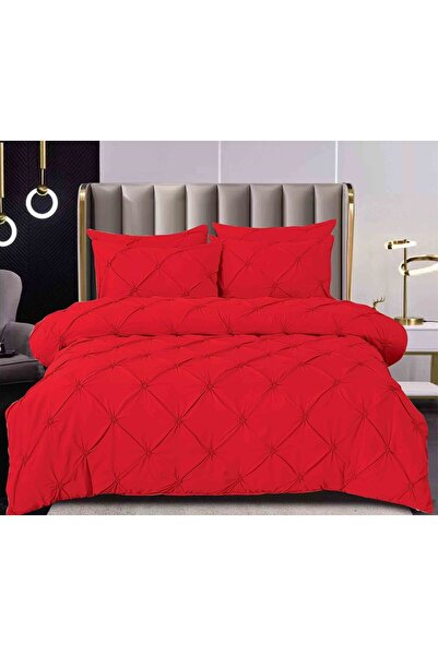 Pucioasa Double Bedding Set, Pucioasa, Uni, Model Pliuri Brodate, 6 pieces, Finet, 230x250cm, Red