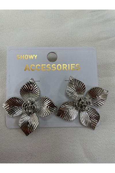 ÇELİKSİLVERTAKI Flower Earrings Without Stones