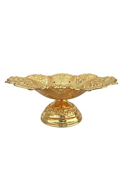 OEM Metal Fruit Bowl with Stand, Floral Design, 30x13 cm