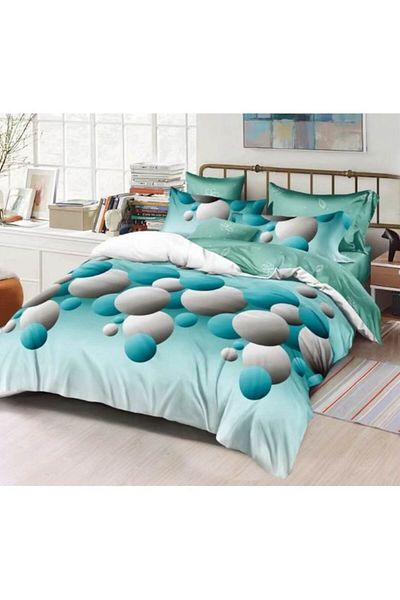 OEM Double Bed Linen, 6 Pieces, 180x200 cm, Bubble Print, Multicolor