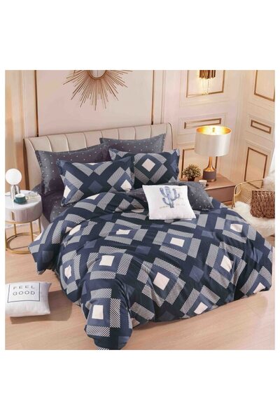 JOJO HOME Lenjerie de pat, Jojo Home, Imprimeu Abstract, 6 piese, 2 persoane, 245x250cm, Finet Superior, Multi