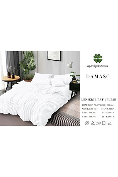 Pucioasa Double Bed Set, Pucioasa, Damask, 6 Pieces, 2 Persons, Uni, 245x250cm, White