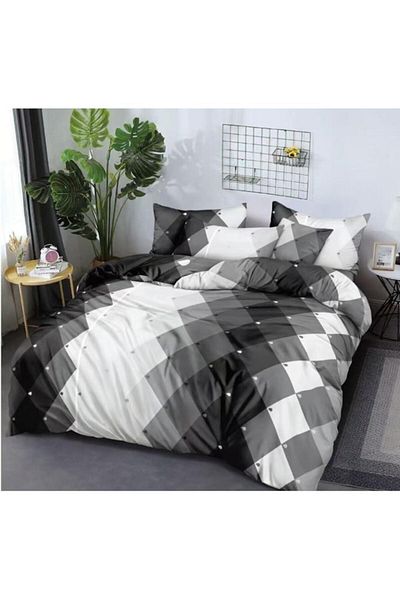 OEM Double Bedding Set, 6 Pieces, 2 Persons, 220x235cm, Finet, Geometric Patterns