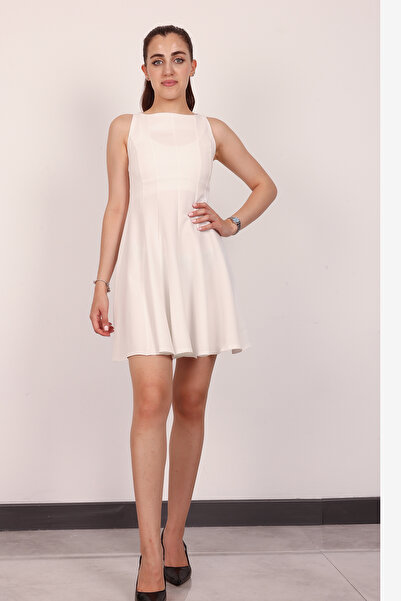 polle Rochie mini albă fără mâneci pentru femei