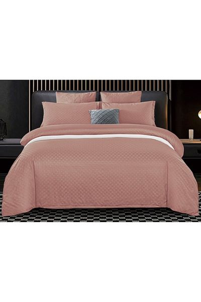 Pucioasa Double Bed Linen, Velvet Picket Grofat Lux, Pucioasa, 6 pieces, 2 persons, Uni, 245x250cm, Light Bro