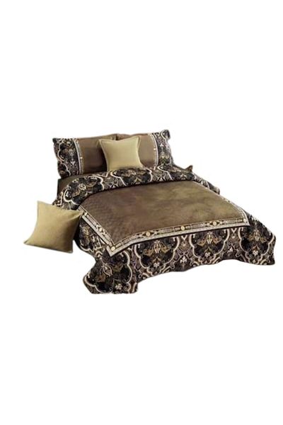 OEM Cuvertura si 4 fete de perne, Catifea, 5 piese, Maro-Negru, 230x230cm