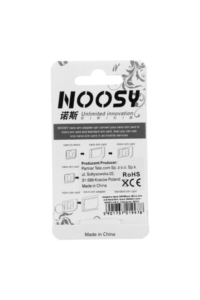 NOOSY SIM Card Adapter Set, Noosy, Black