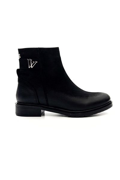 Venüs 20745K Women's Genuine Leather Buckle Short Zipper Boots