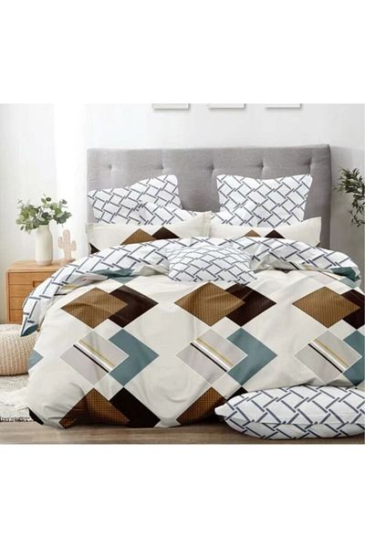 OEM Double Bed Set, 6 Pieces, 2 Persons, 180x200 cm, Rhombus Pattern, Multicolor