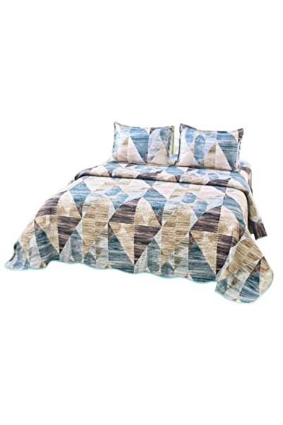 OEM Bedspread, Microfiber, 3 pieces, 2 persons, 220x240cm, Geometric Shapes Print, Multicolor