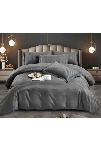 JOJO HOME Double Bed Linen, Jojo Home, Damask, 4 pieces, 1 person, 155x230cm, Dark Grey