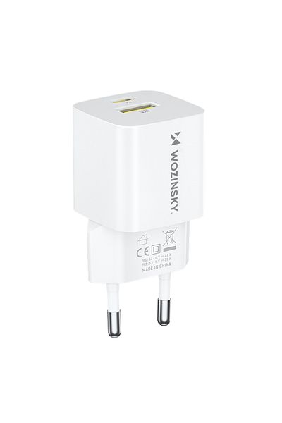 WOZINSKY Ładowarka sieciowa GaN QC3.0 USB-A USB-C PD 33W biała