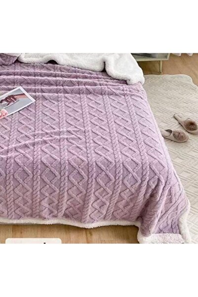 OEM Sherpa Throw Blanket 3D Knit, 200x230cm, Lilac