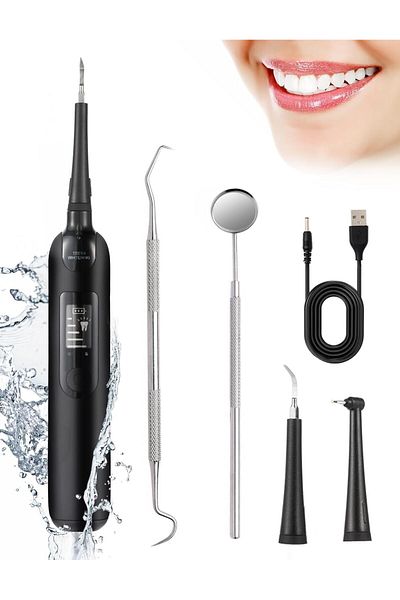 COOYA Oral Care Tooth Cleaning Kit,IPX6 Waterproof,3 Cleaning Heads & 5 Strengths,24.5 x 8.6 x 2.5cm