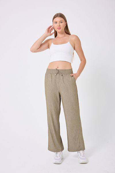 Miss couture Slim Denim Fabric Wide Leg Trousers 1041