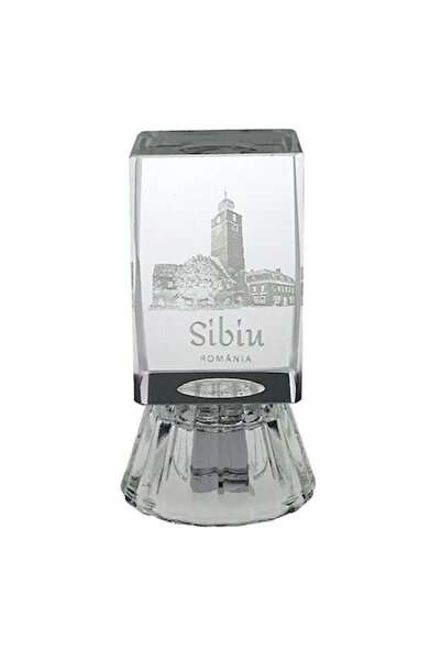 OEM Decorațiune din sticlă cu LED, Sibiu, 3x6cm, Transparentă